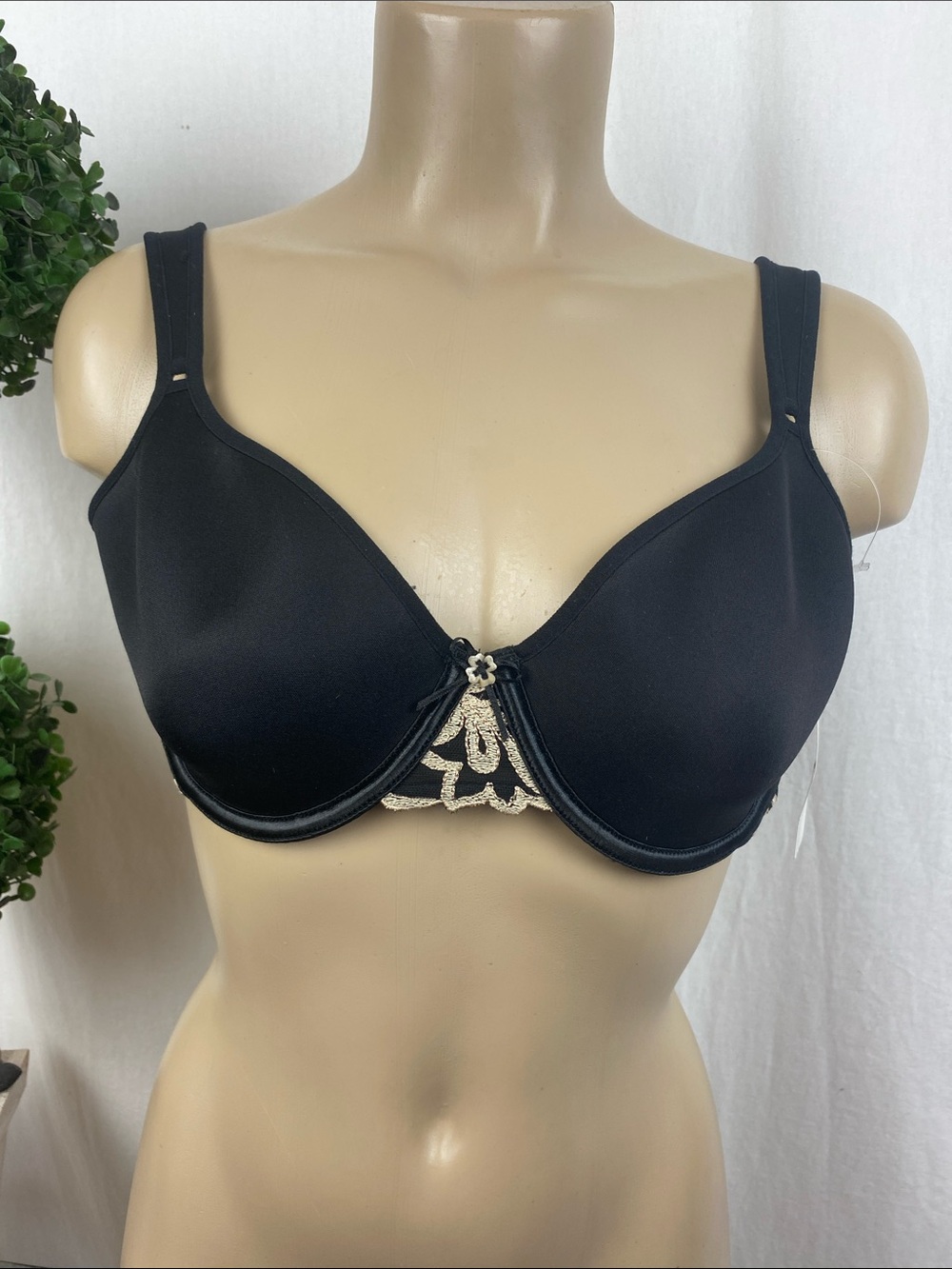 Felina Black & Tan 6438 Marissa Unlined Underwire Bra 36C NEW